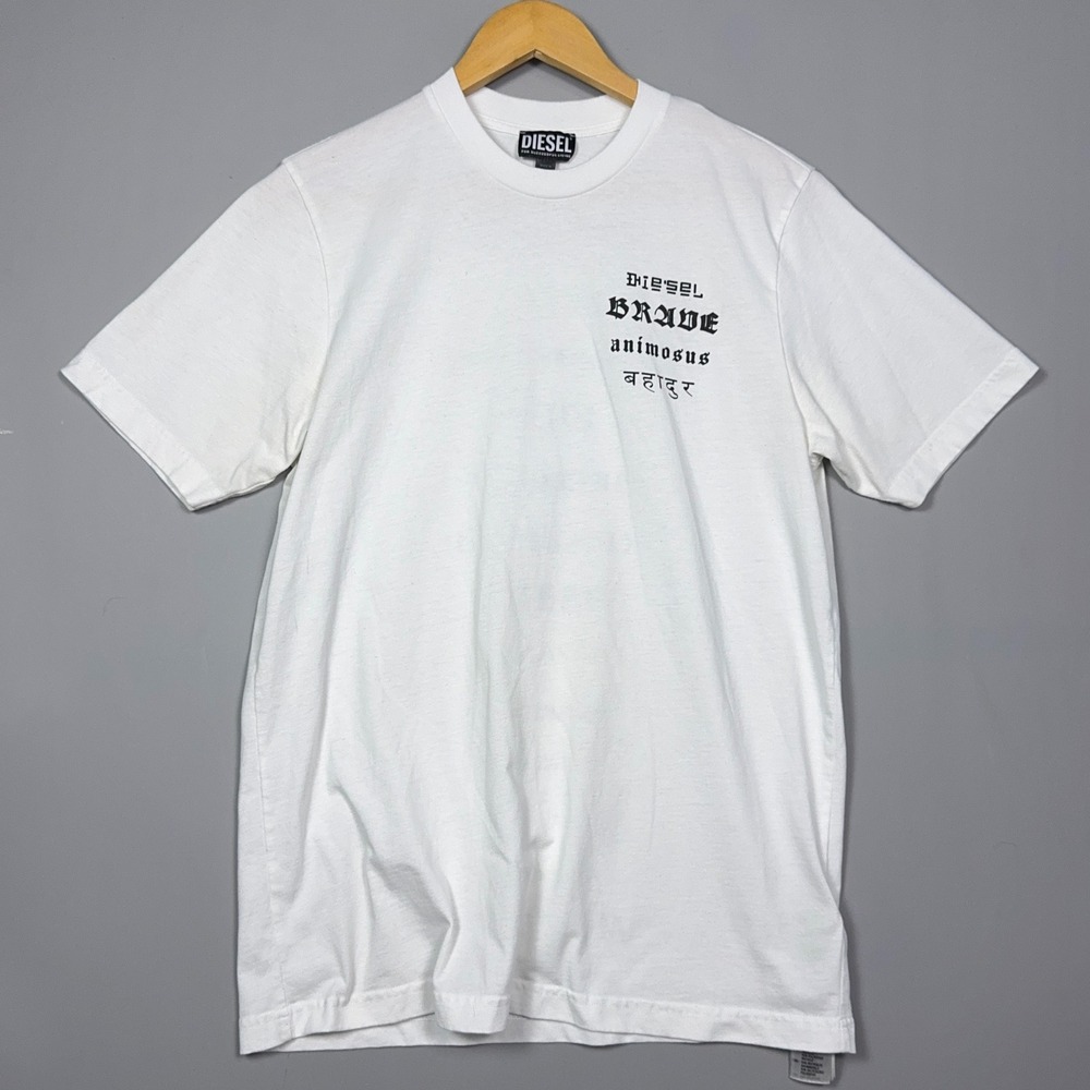 Diesel Brave Y2K T-Shirt Mens Size Medium Recycled Cotton White Streetwear